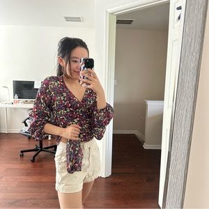 Nasty Gal floral wrap shirt in size 2 (orig $39)